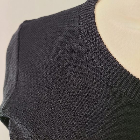 Eliza J Midi Dress Small Black 3/4 Sleeve Sweater Knit A Line Pullover Crewneck - Picture 7 of 13